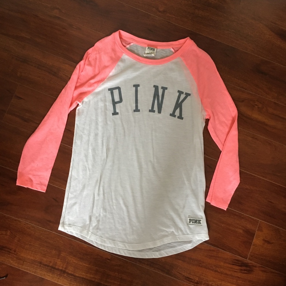VS Pink White Baseball T Shirt Top